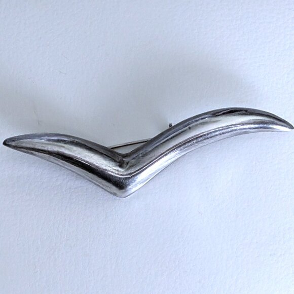 Vintage Mexico Taxco Sterling Silver 925 Flying Seagull Bird Brooch Pin - Picture 1 of 5
